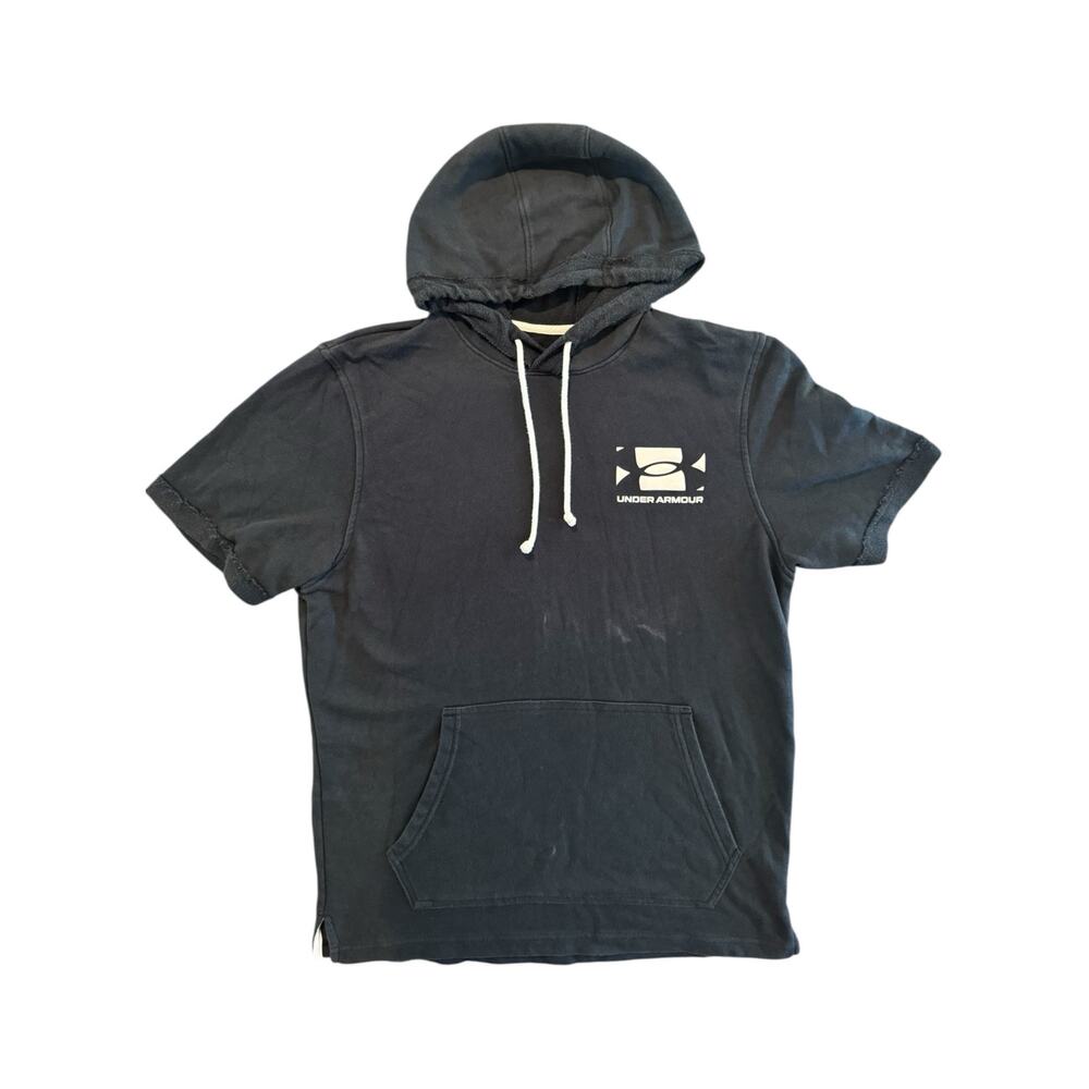 Under Armour Black Short Sleeve Hoodie Mens Medium Athletic Gym Sweatshirt